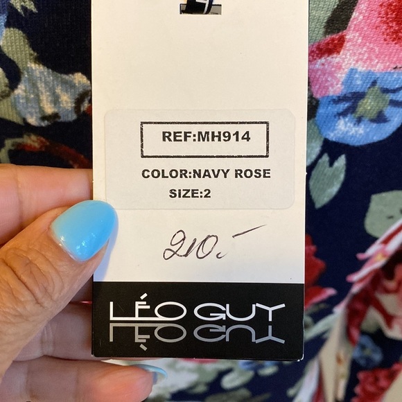 Leo Guy Navy Rose Floral Surplice Sweater - Picture 6 of 10